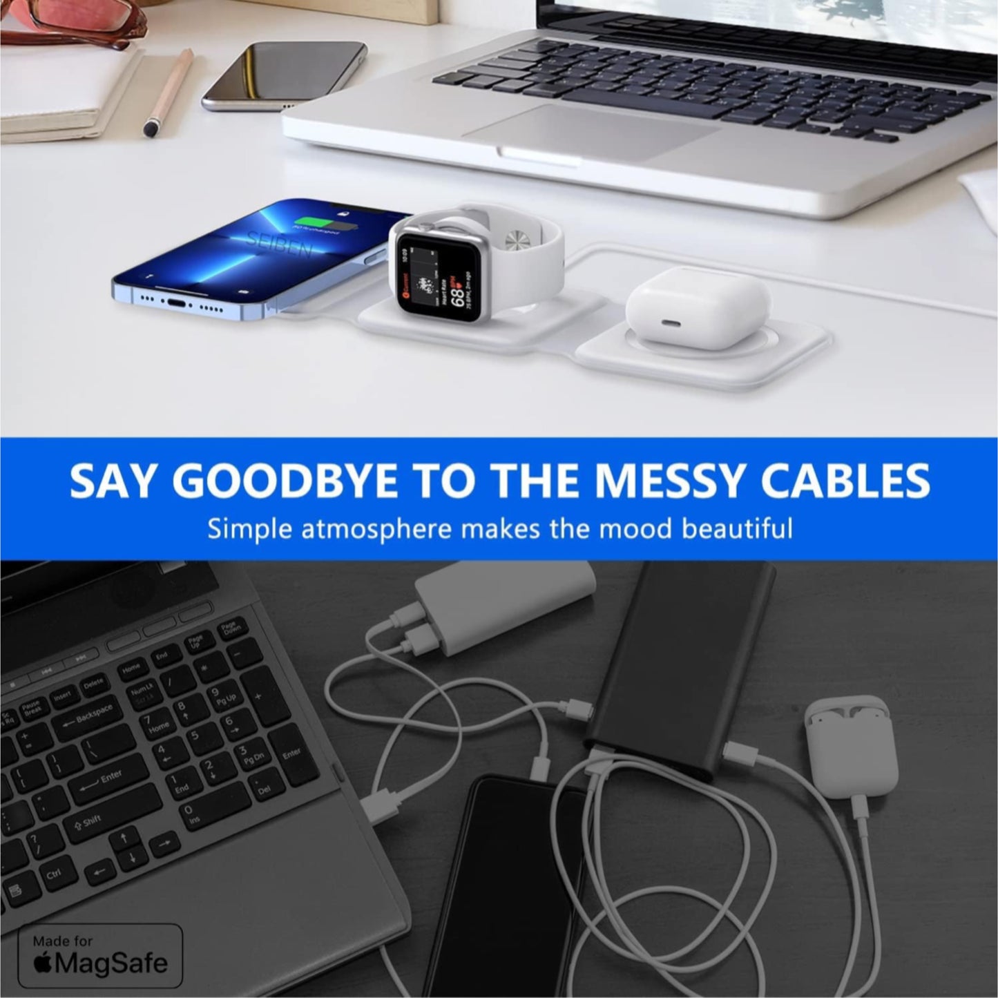 3 in 1 MagSafe Magnetic Foldable Wireless Charger