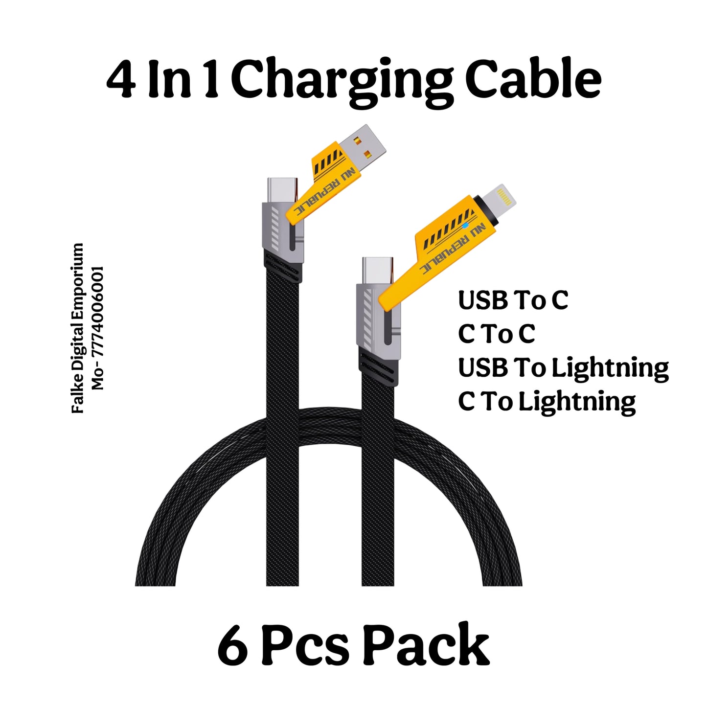 4 In 1 Charging Cable (6 Pcs)