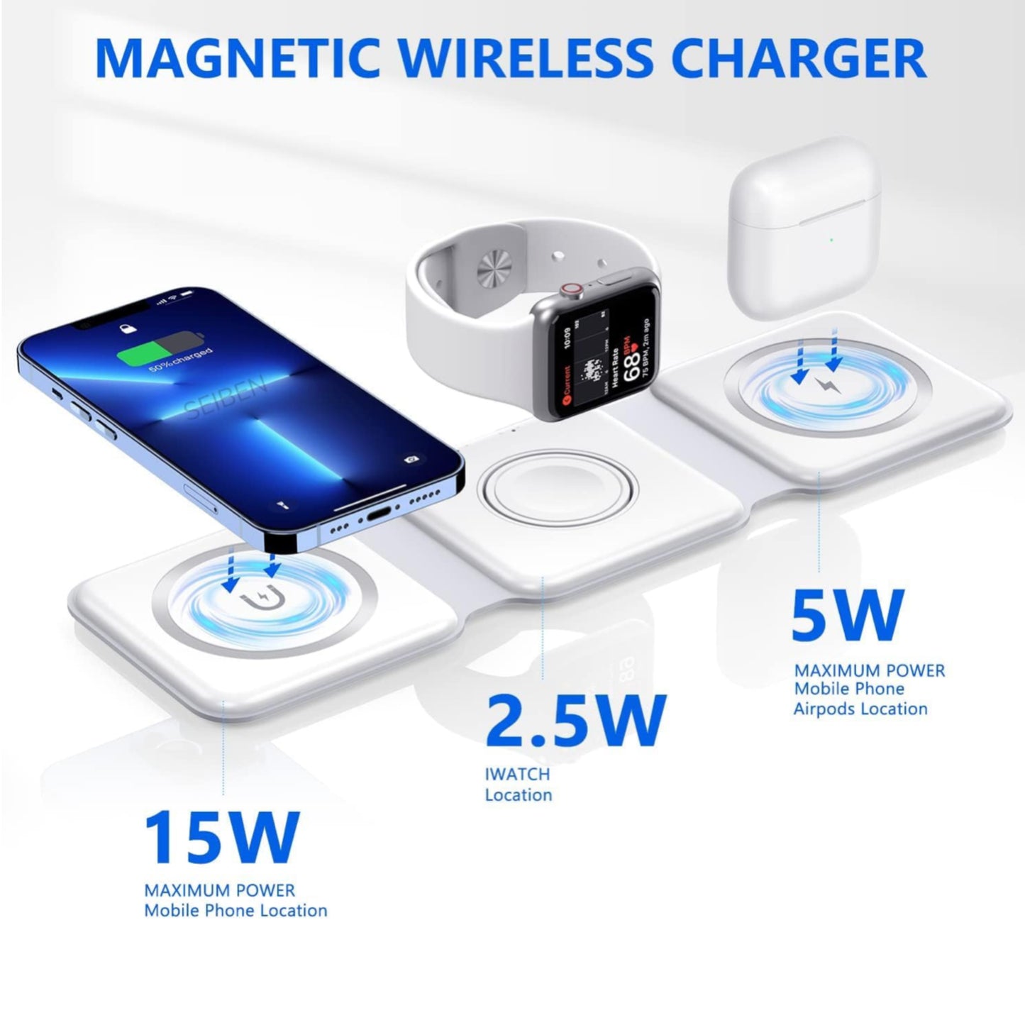 3 in 1 MagSafe Magnetic Foldable Wireless Charger